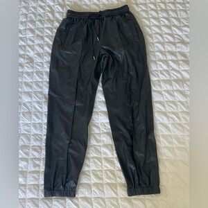 Blank NYC Black Faux Leather Jogger Sweatpants